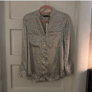NWT Zara Black Polka Dot  Satin Blouse XS
